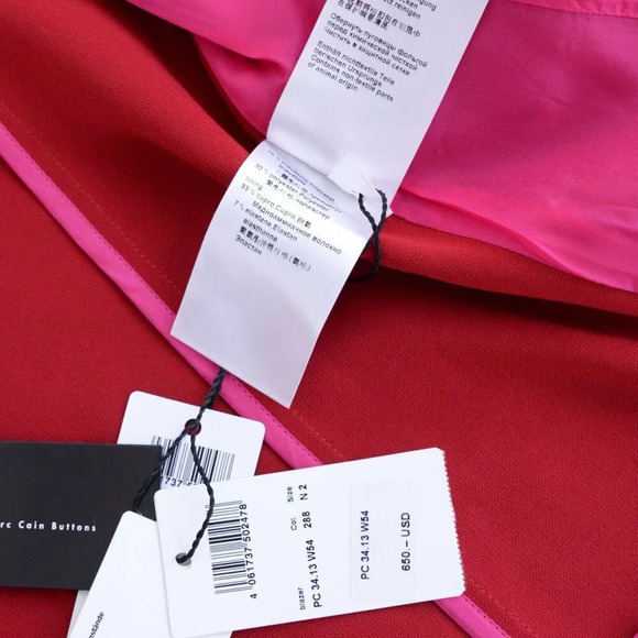 Marc Cain Red Single Button Blazer w Belt Tie Size 2 NWT - Picture 15 of 15